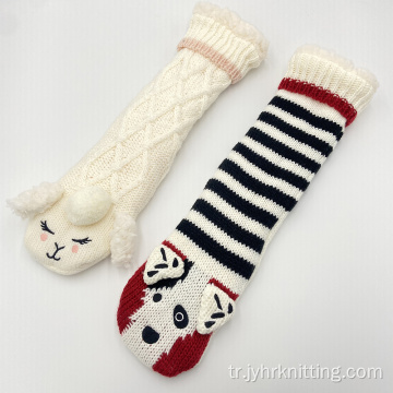 Kabarık yatak tığ işi polar takma çorap erkekler